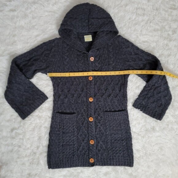 Kilronan Merino Wool Bell Sleeve Hooded Cardigan Sweater - Size XS - Picture 8 of 9